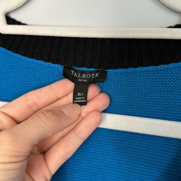 Talbots Tipped Texture V-Neck Cardigan Size XL Petite Button Old Money Academia - Picture 5 of 7